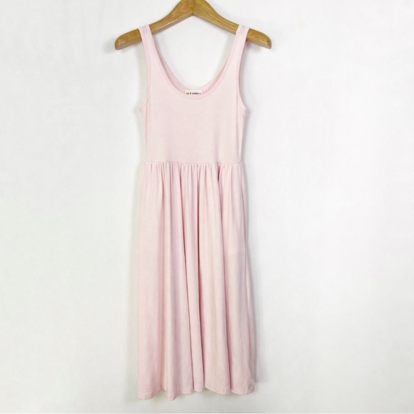 Os & Oakes 🇨🇦 Light Pink Bamboo Cotton Tank Midi Dress Size‎ Medium - Picture 1 of 10